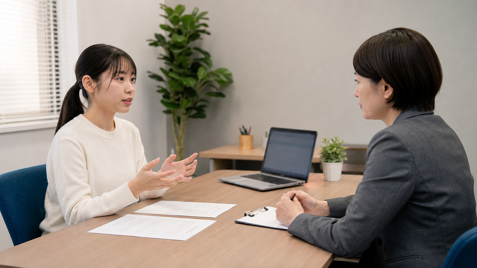 一生フリーターから正社員化に向けて相談する場面
