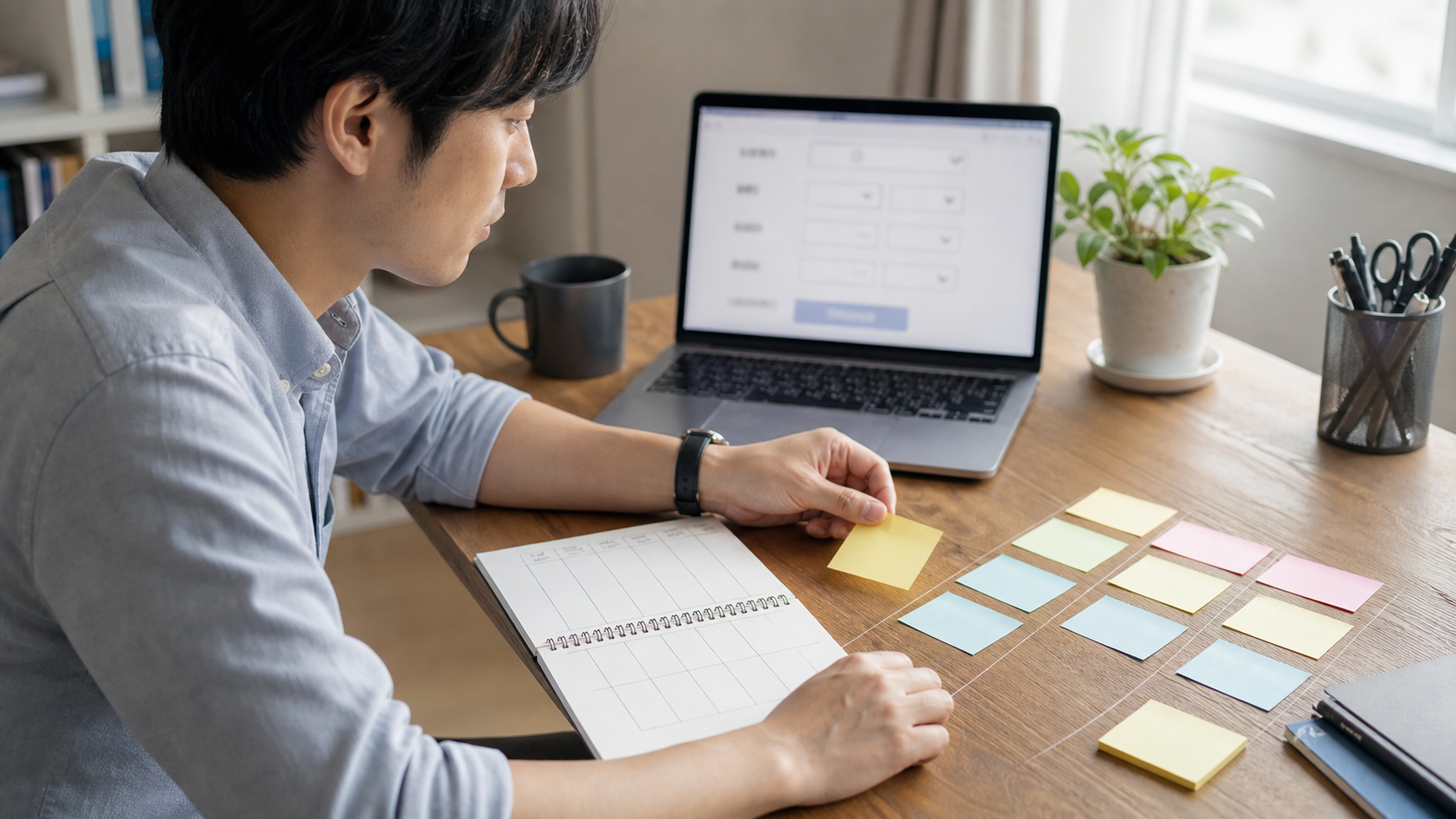 リクナビNEXTを見る前に今の条件を書き出す会社員