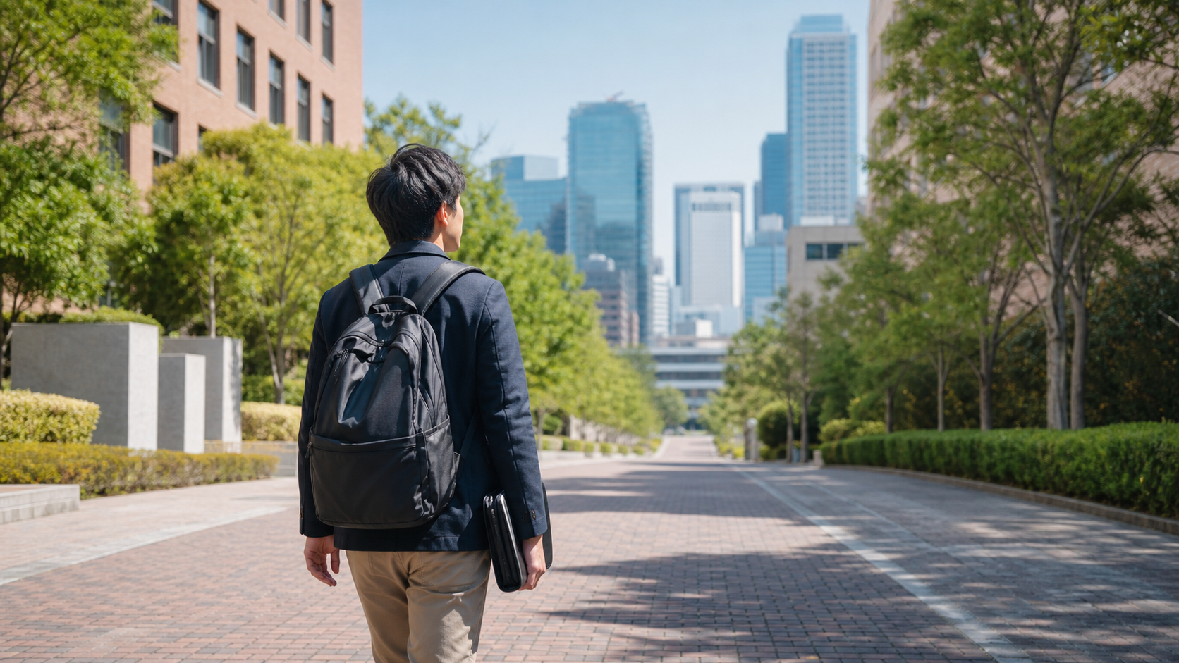 大学院をやめたい後にキャンパスから新しい進路へ歩き出す様子