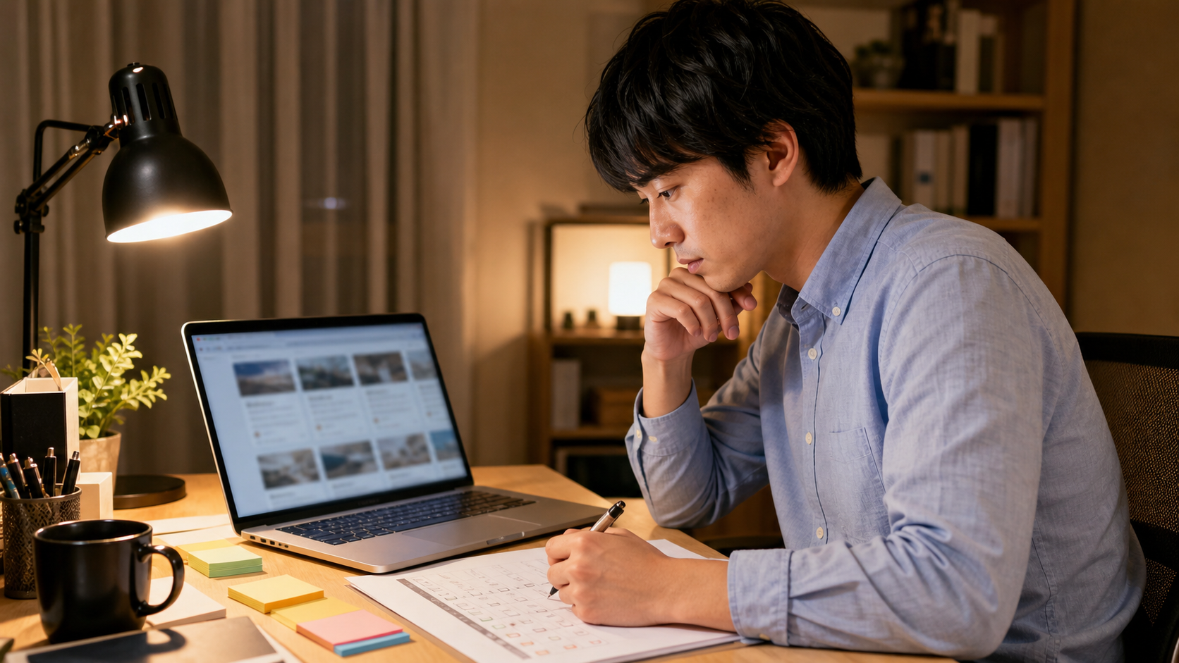 固定残業代の求人票を比較する会社員