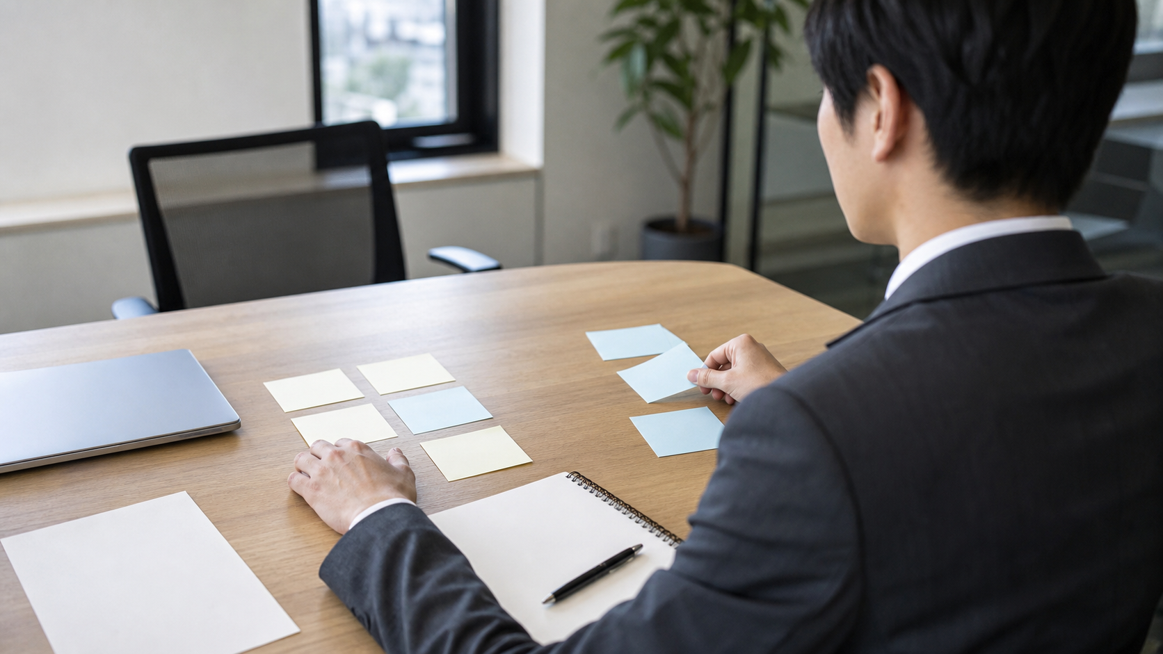 転職失敗で後悔する原因を付箋で整理している様子