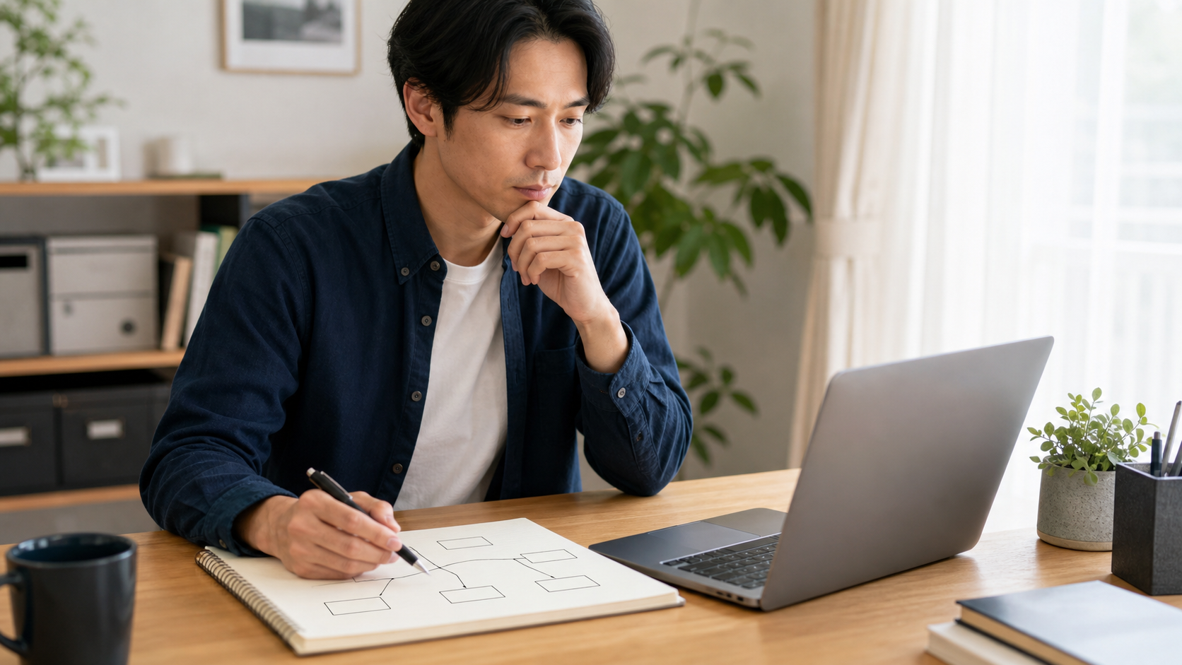 転職失敗後に今後の働き方を落ち着いて見直す様子