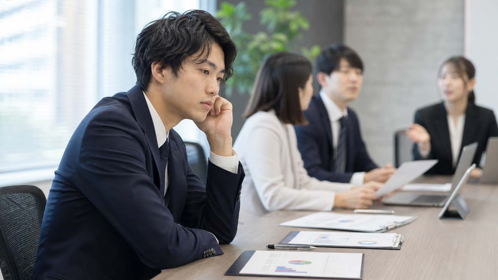 会社員に向いてないサインを感じる会議中の会社員