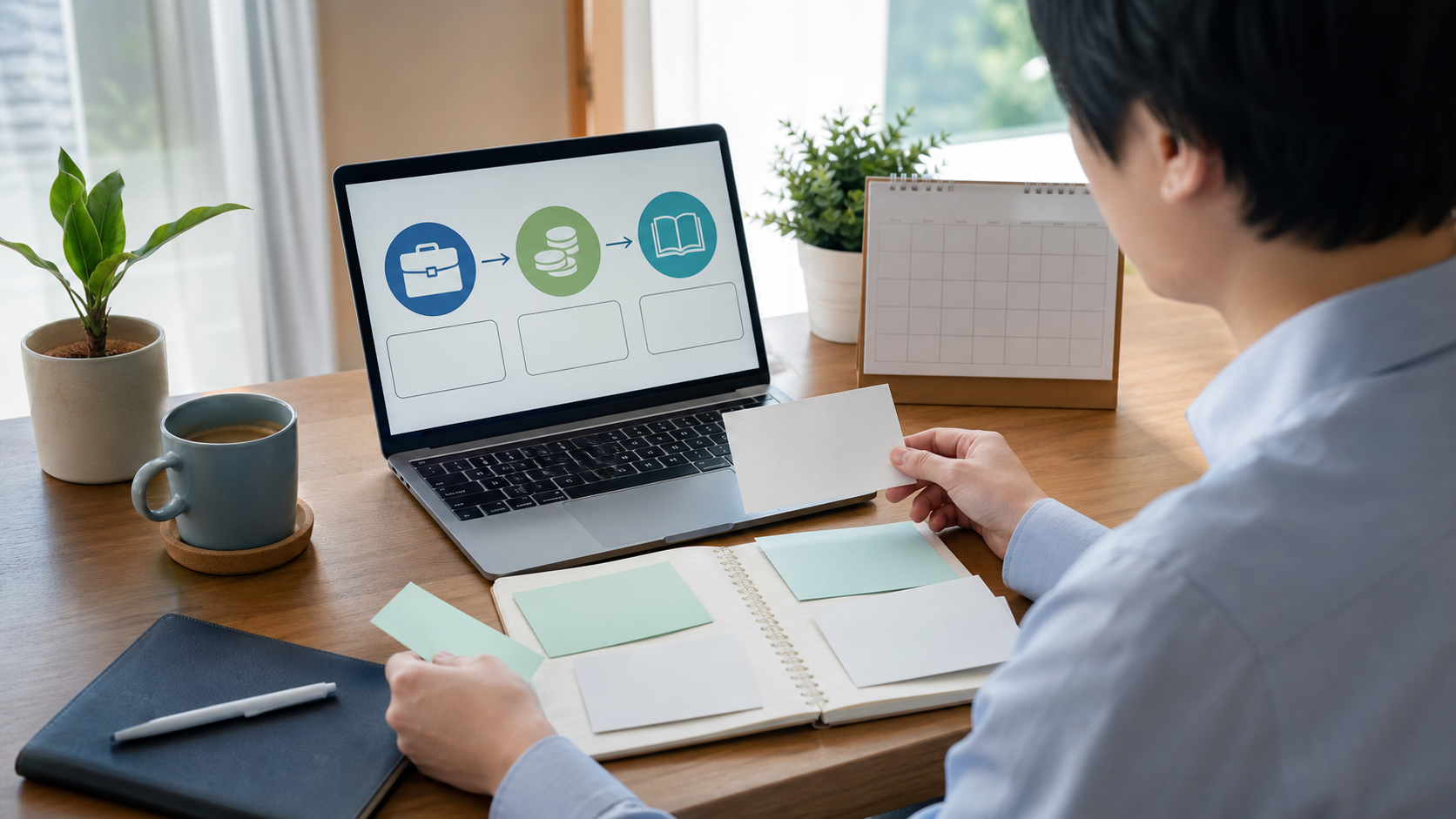 社畜から自由になりたい人が転職と副業と学習の手順を整理するイメージ