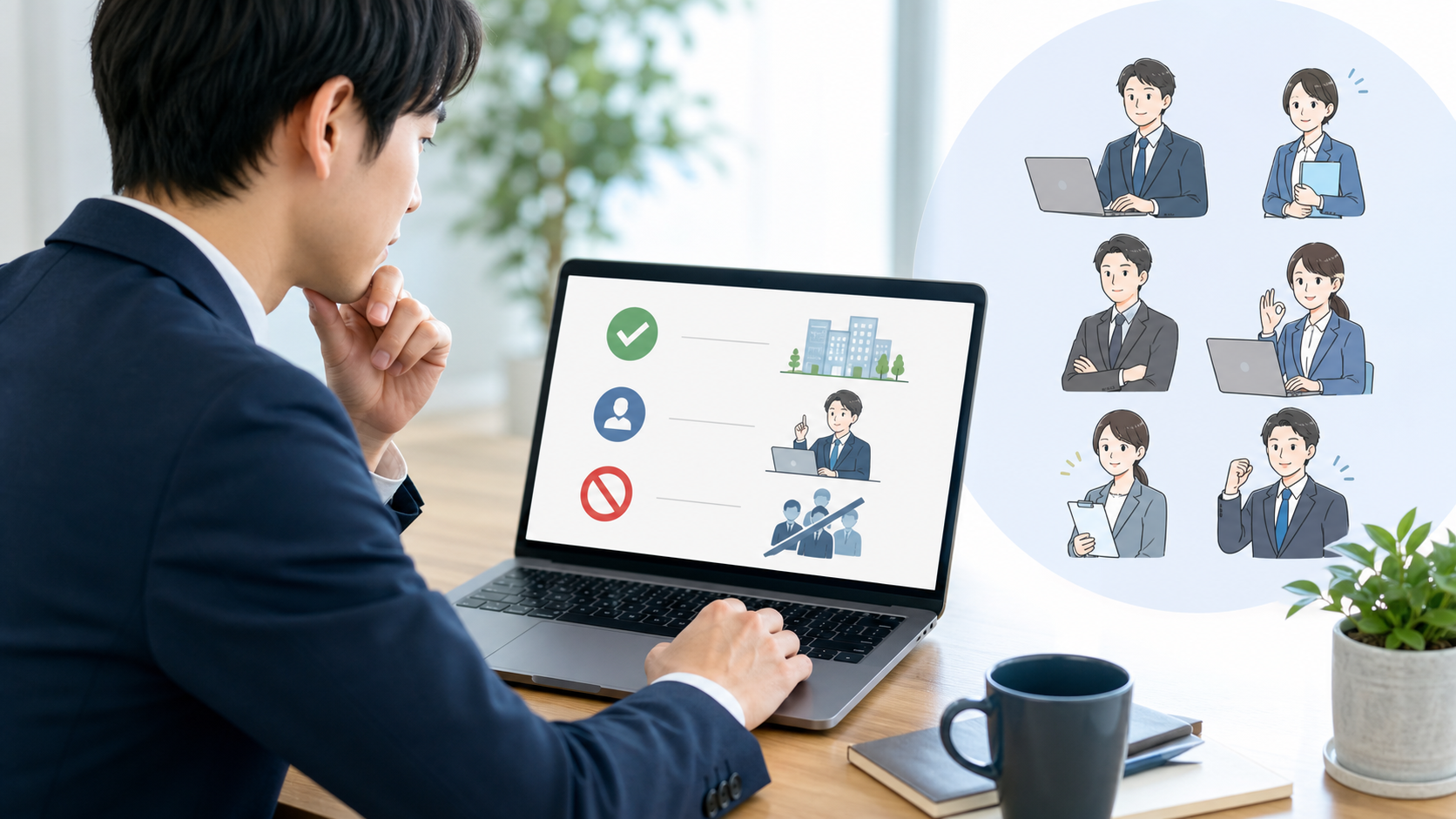 社畜イラストの利用条件と商用利用ルールを確認する会社員