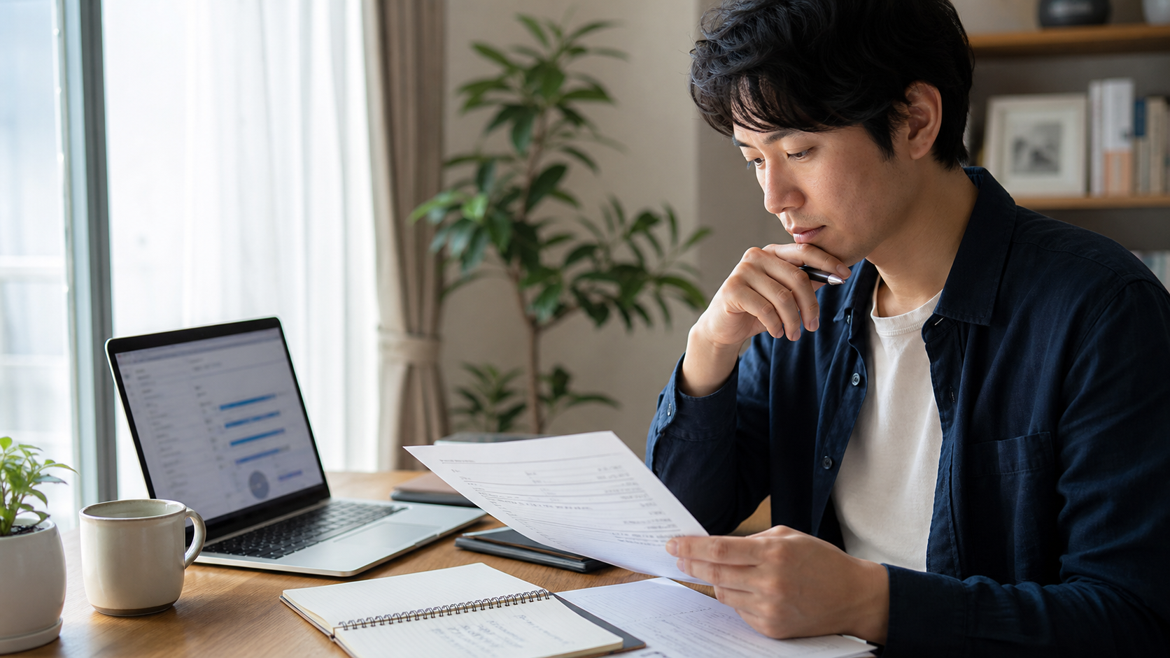 リクナビNEXT活用前に職務経歴と強みを整理する会社員