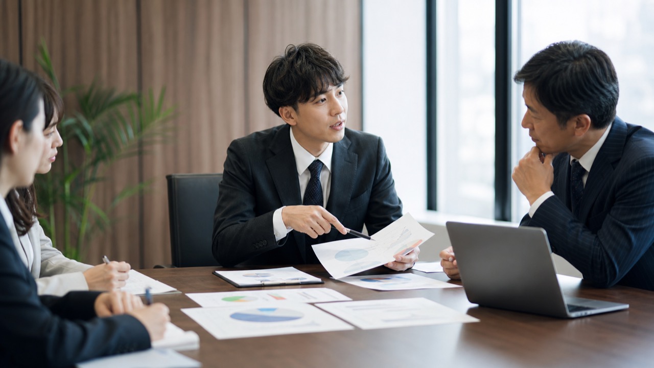 上司に反抗ではなく提案として意見を伝える会議風景