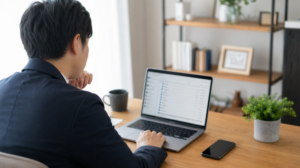 内定辞退で電話したくない人がメール文面を整理している様子