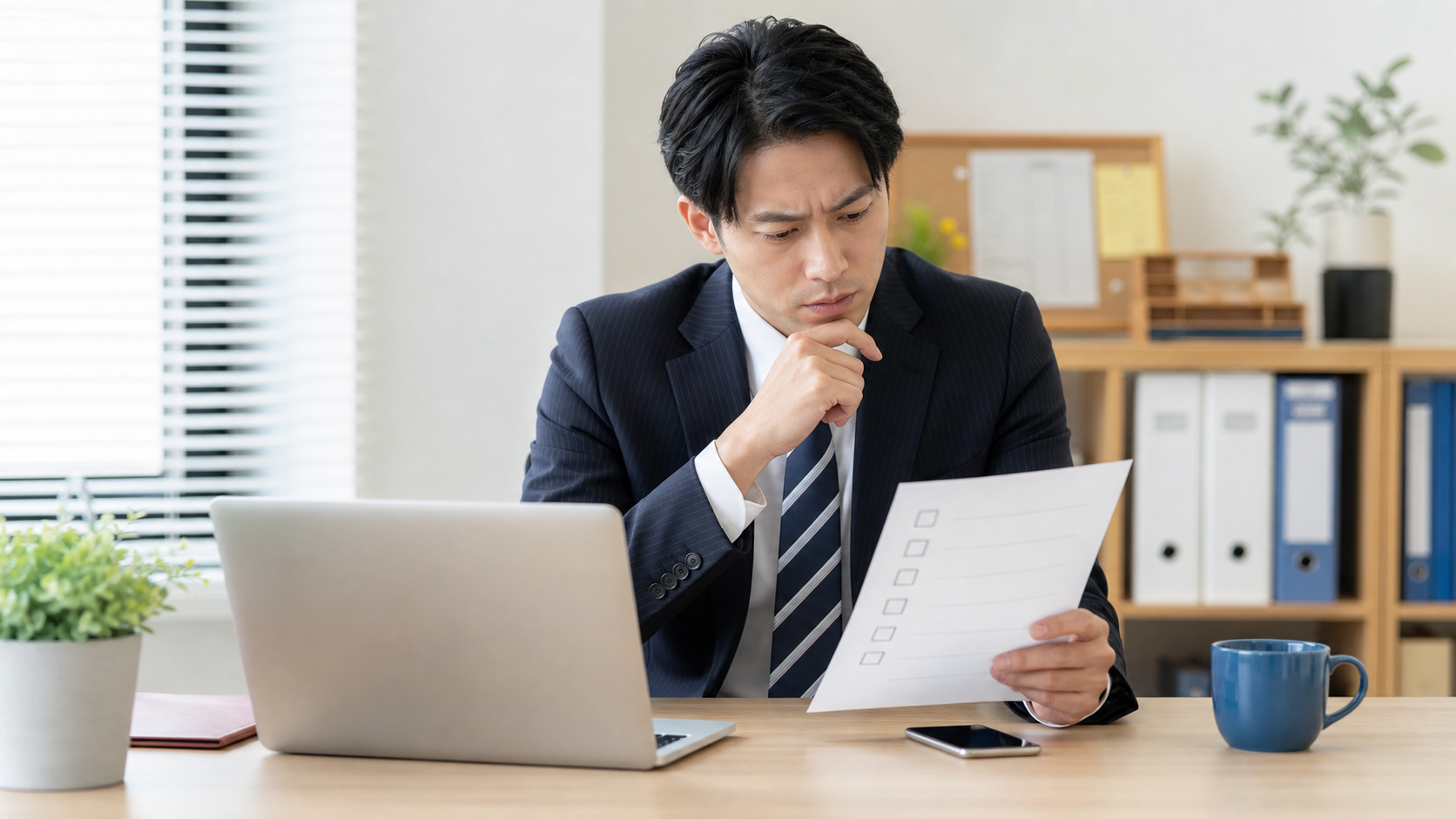退職時の有給消化で確認すべき項目をチェックする会社員