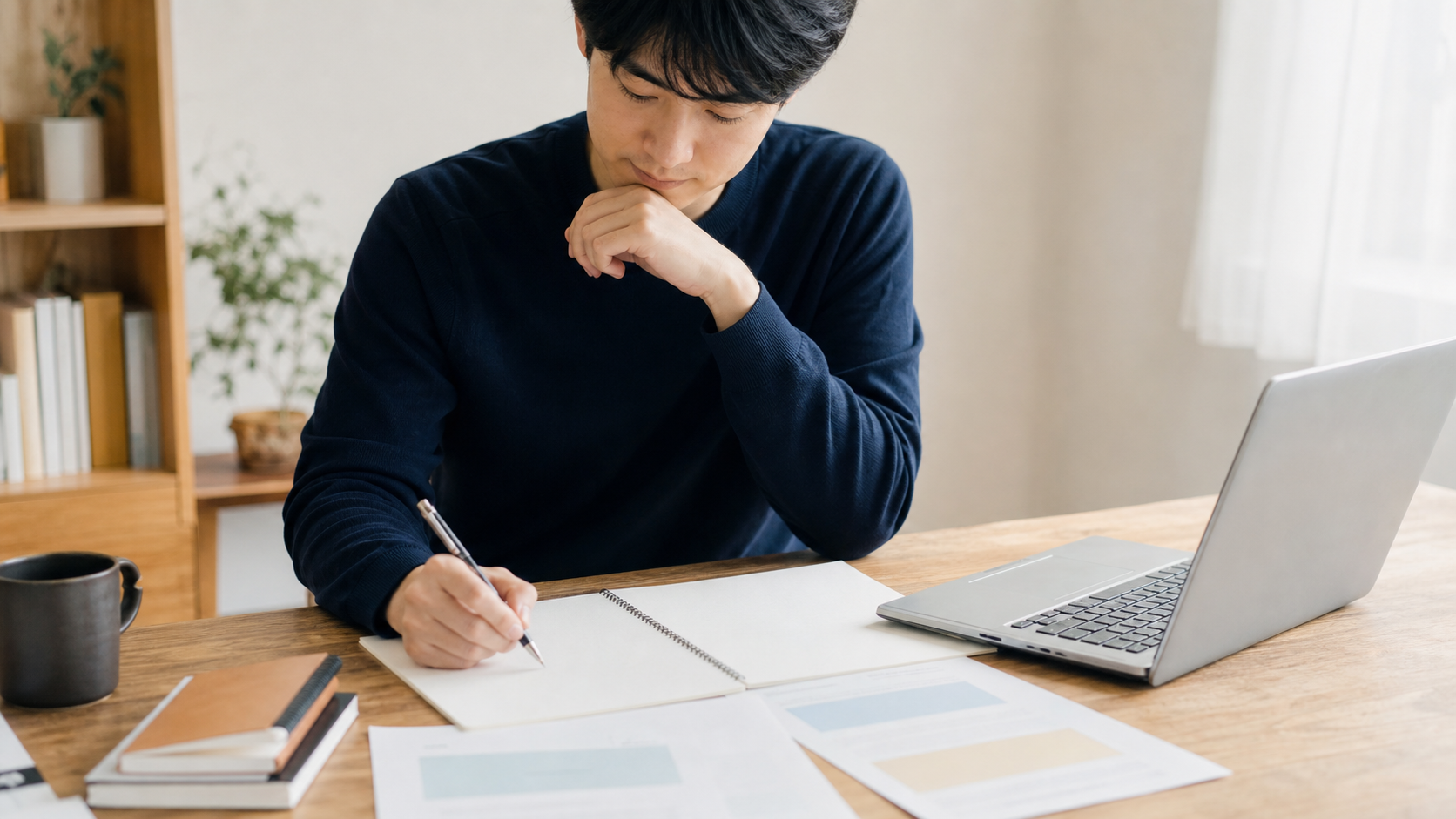 転職前に自己分析で強みを整理する会社員