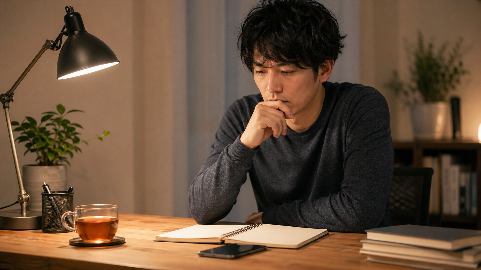 仕事が適当になる限界サインを夜に振り返る会社員