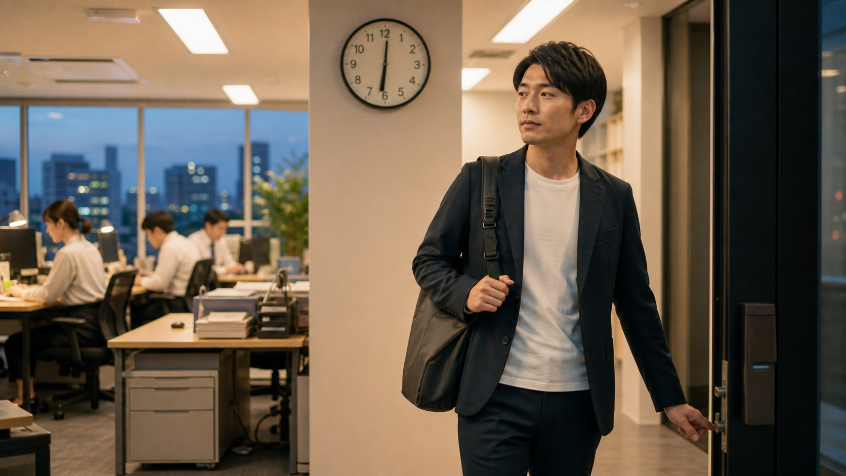 残業を断って定時退勤する会社員