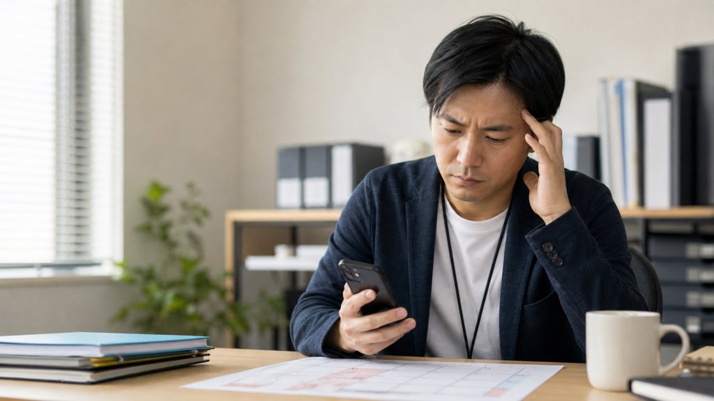 欠勤が続いてクビを心配する会社員
