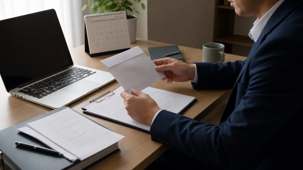 会社を辞めさせてくれない時に退職書類を整理する手元