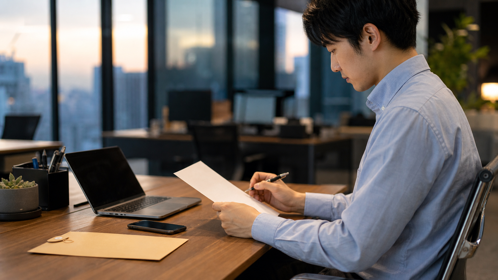 会社を辞めさせてくれない時に退職書類を準備する会社員