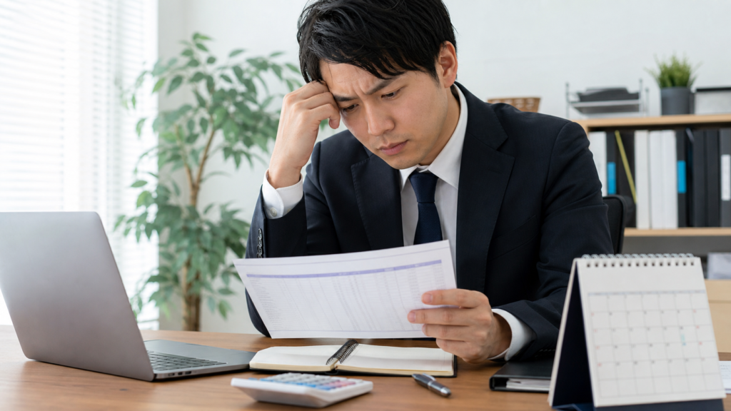 労働基準法の権利を確認する会社員と給与明細