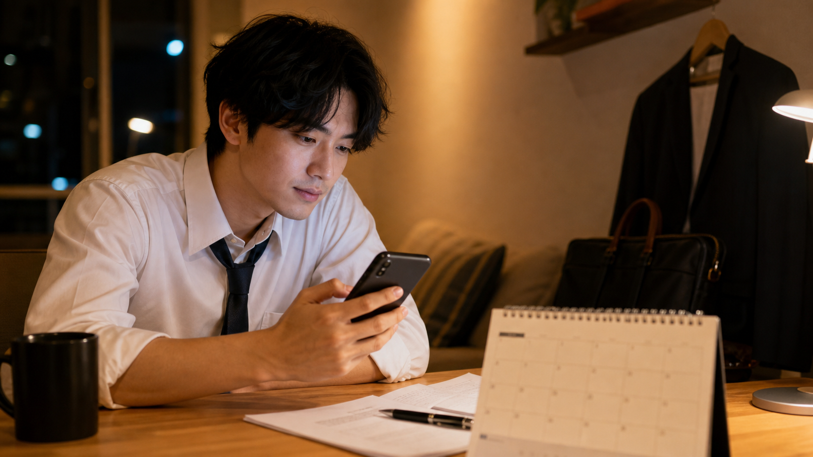 退職代行の後払いをスマホで相談し支払い予定を確認する会社員