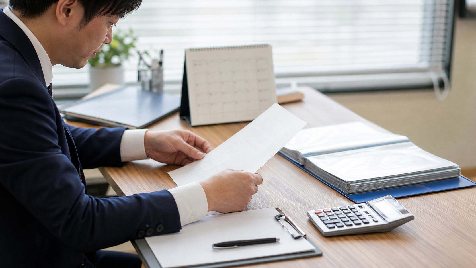 36協定の有無を就業規則や書類で確認する会社員