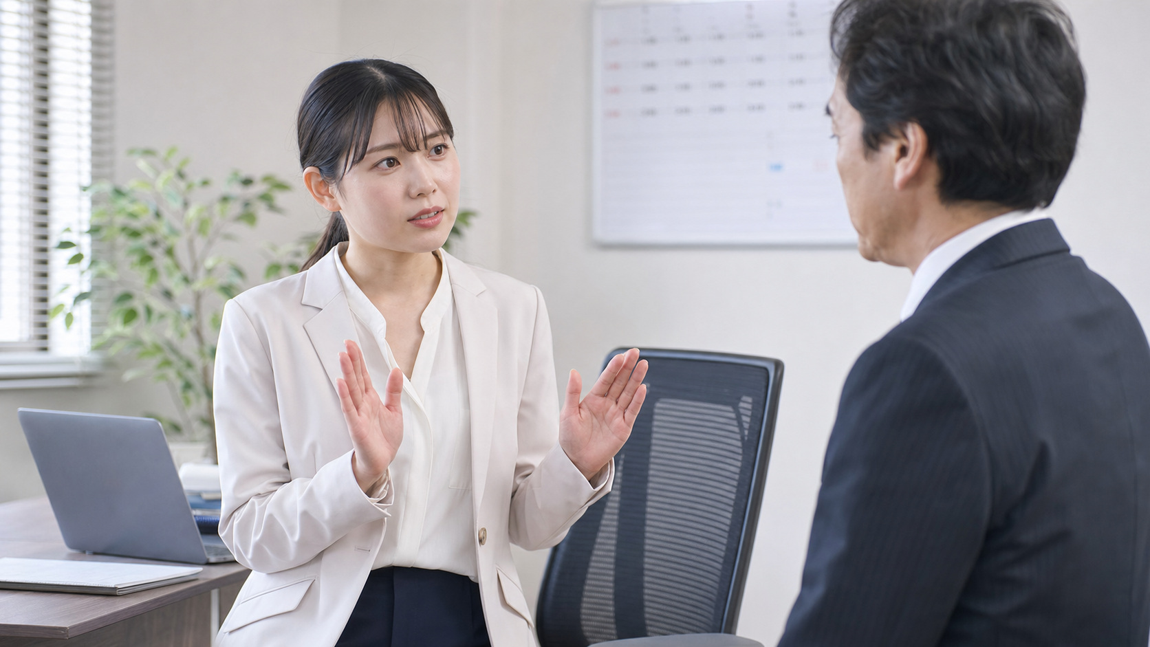 休日出勤を角を立てずに断る場面