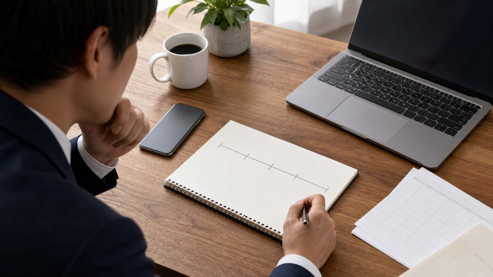 入社直後から半年までの退職時期をノートで比較する会社員