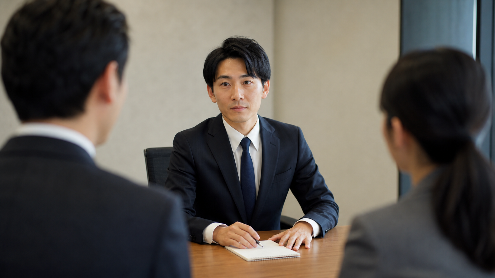 面接中に頭が真っ白になっても間を取り落ち着いて答える場面