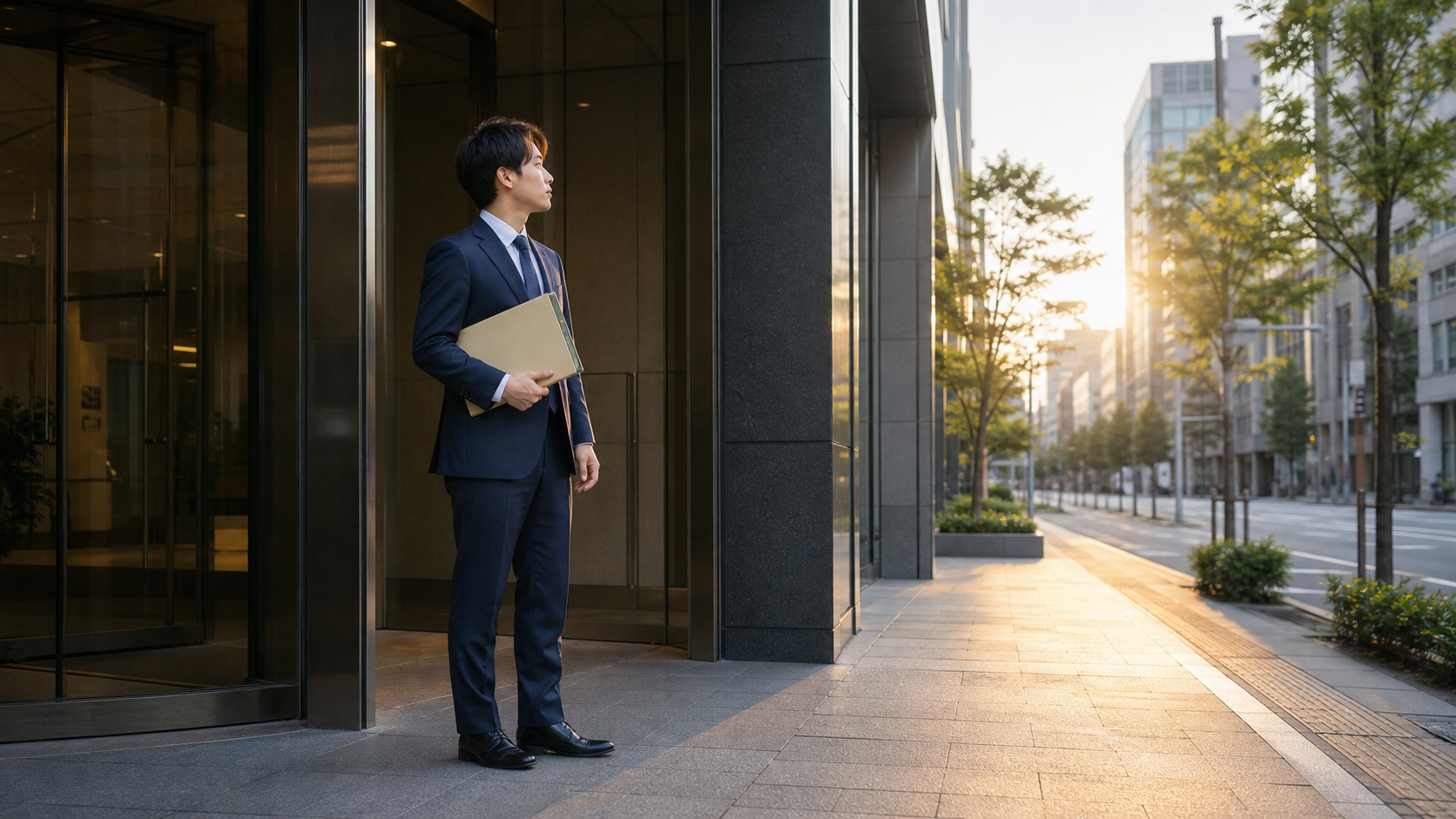 休憩なしの職場を辞める判断をして外へ向かう会社員