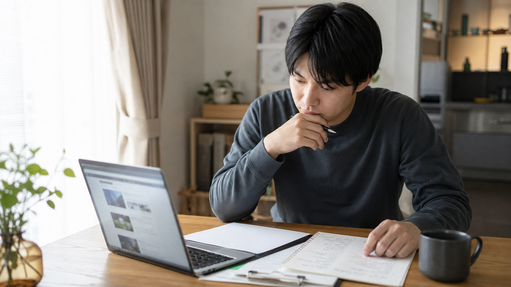 コンビニ正社員が転職先と労働条件を比較して退職判断を整理する様子