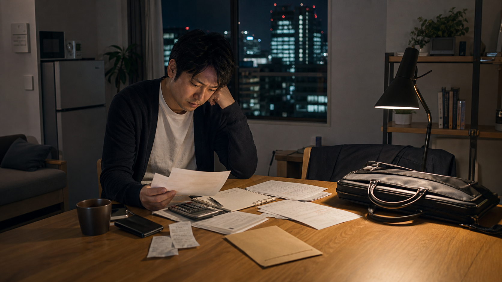 ブラック企業を辞めたいがお金がない人が生活費を整理する様子