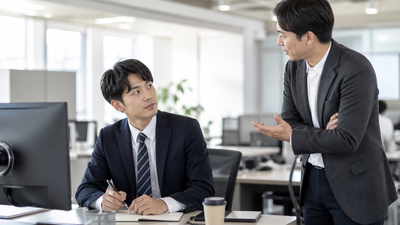 上司の曖昧な指示を確認しようとする会社員