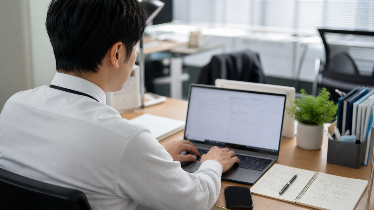 上司の口頭指示を確認メールにまとめる会社員