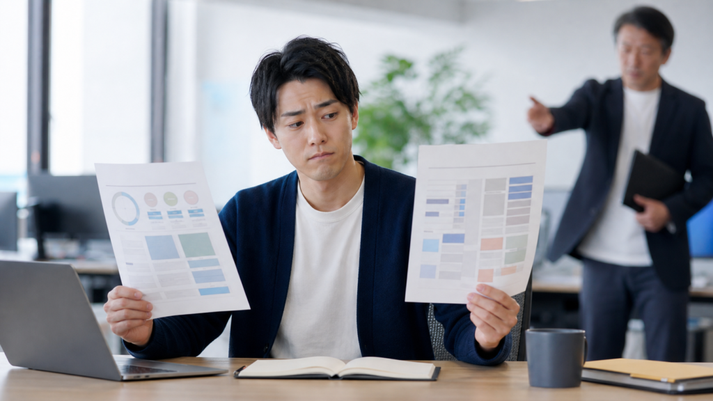言うことがコロコロ変わる上司の指示に困る会社員