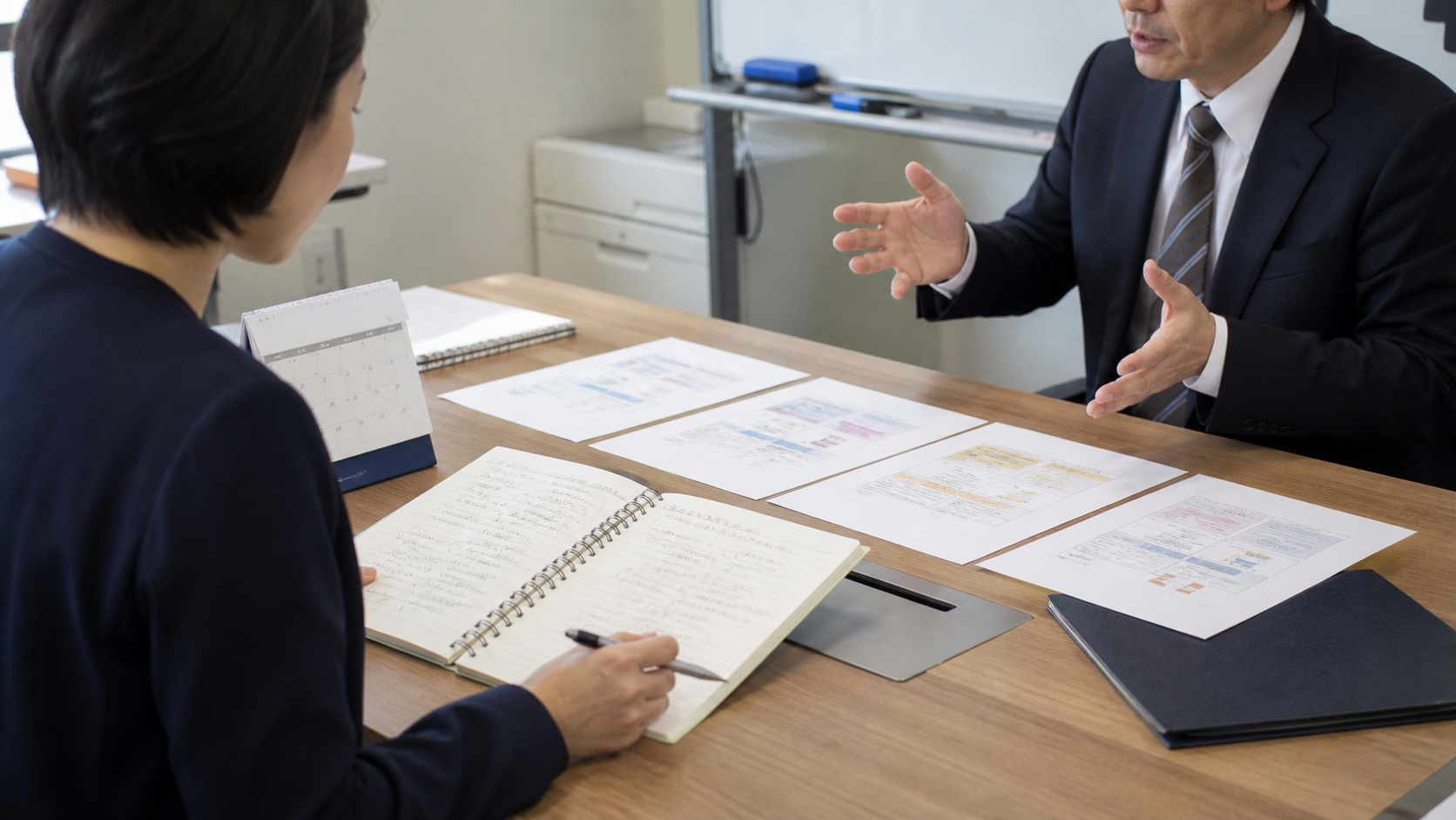 言うことがコロコロ変わる上司の指示を記録しパワハラの線引きを確認する会社員