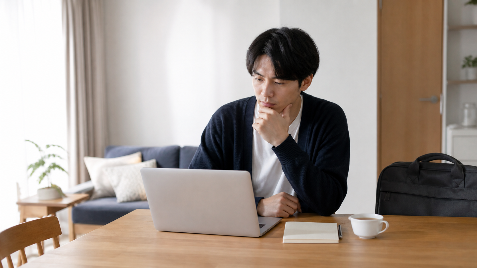 休職中にバイトを始めるか自宅で考える会社員