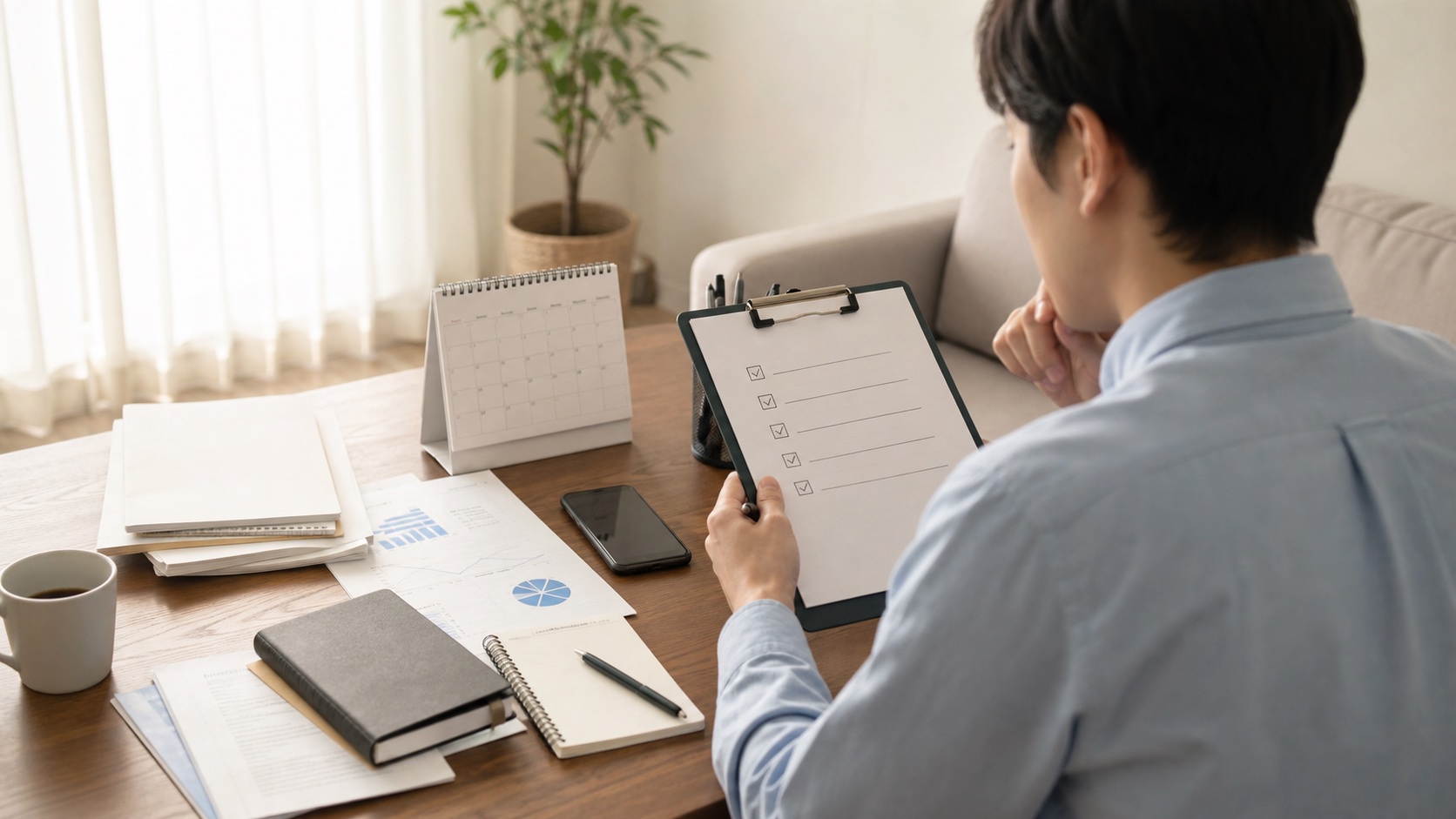 退職代行を申し込む前に確認項目を整理する会社員