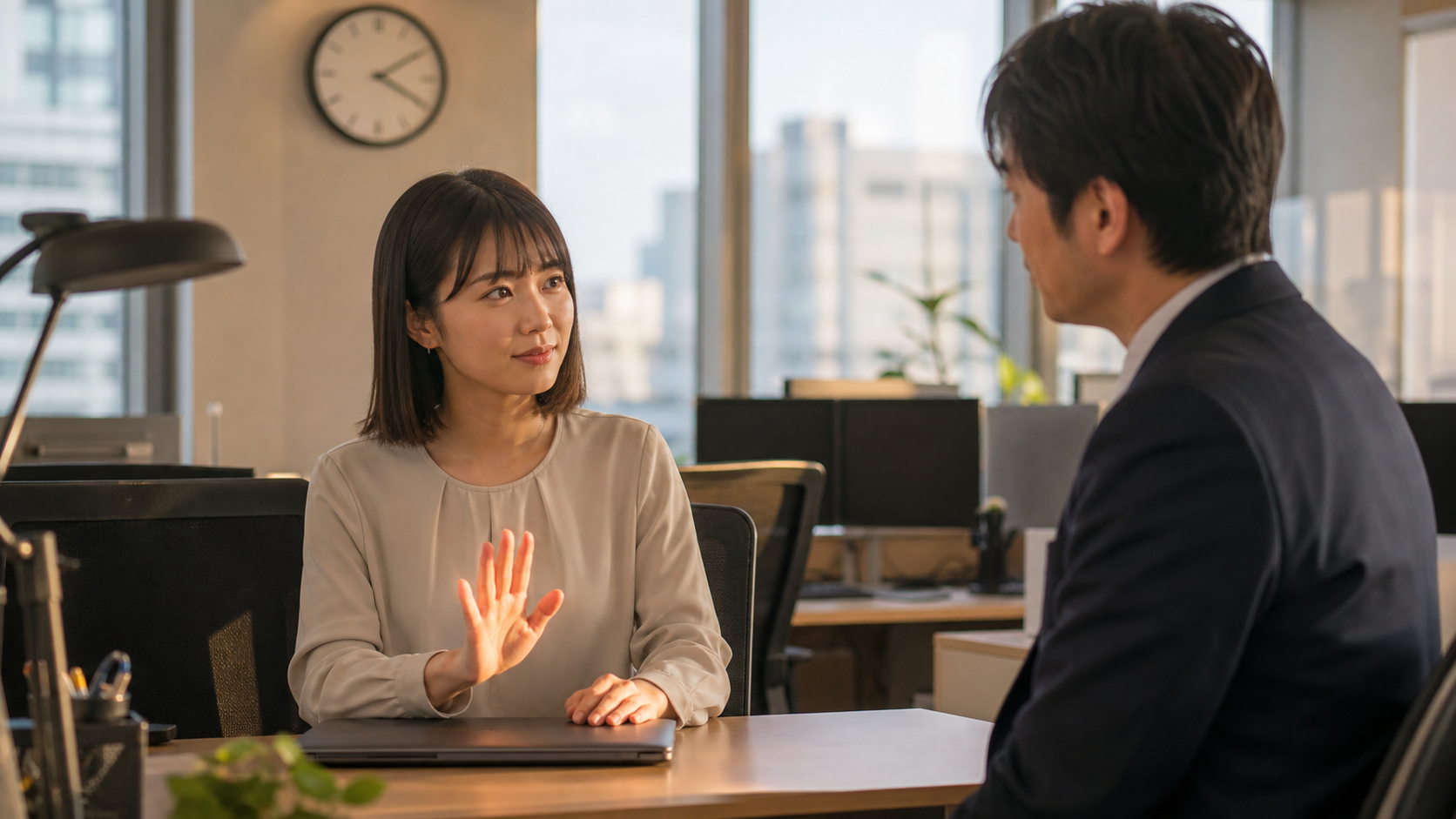 追加の仕事を丁寧に断り働き方の線引きをする会社員