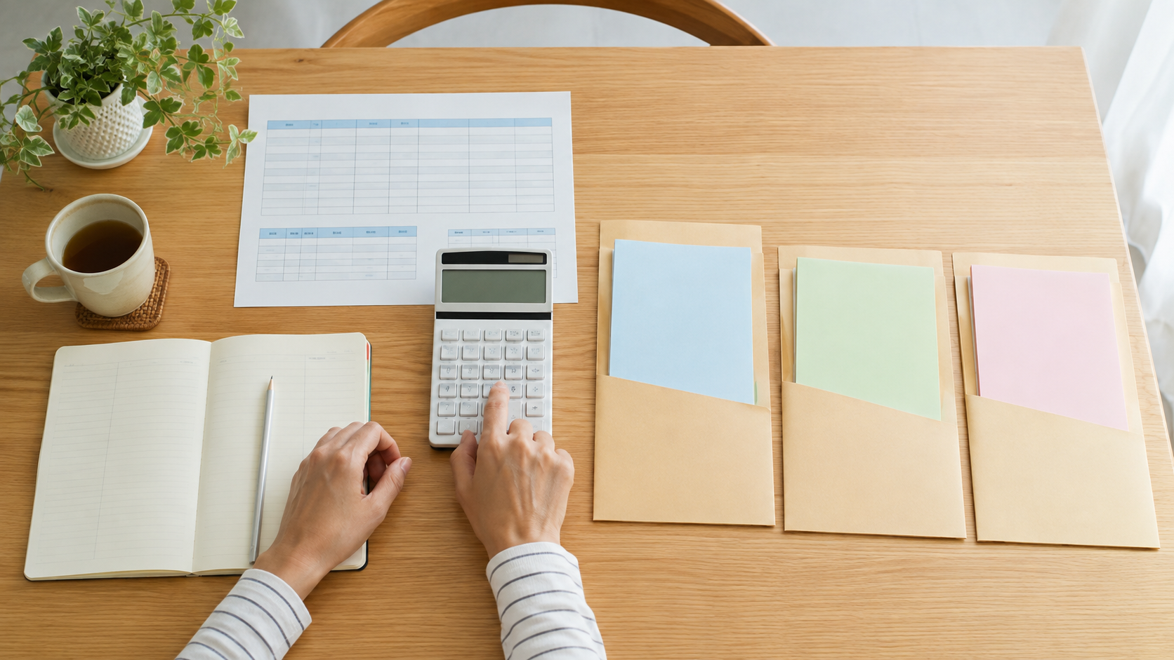 停職中に共済掛金や税金などの控除と支払いを整理する様子