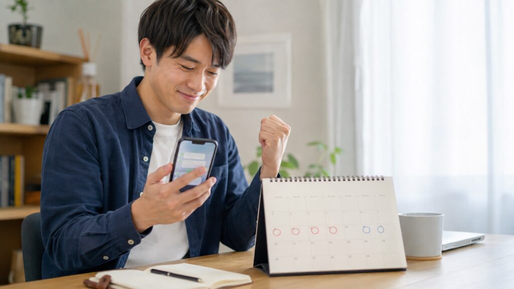 退職代行で有給消化する流れを確認する会社員