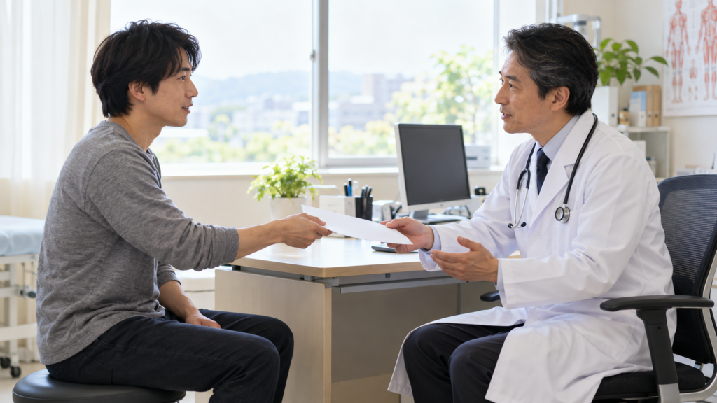療養期間について医師へ相談する患者のイメージ