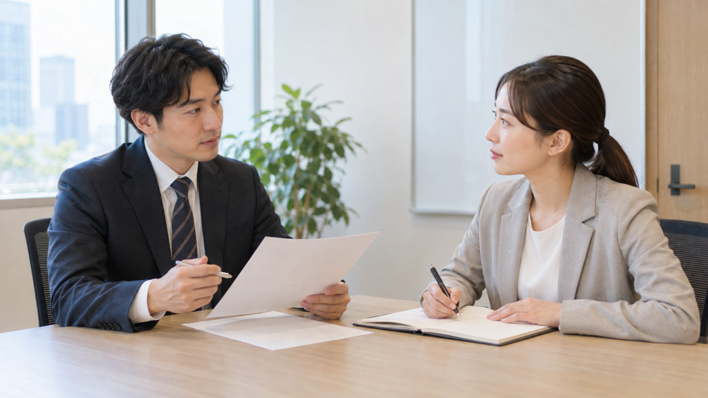 着替え時間の勤怠修正を人事に相談するイメージ