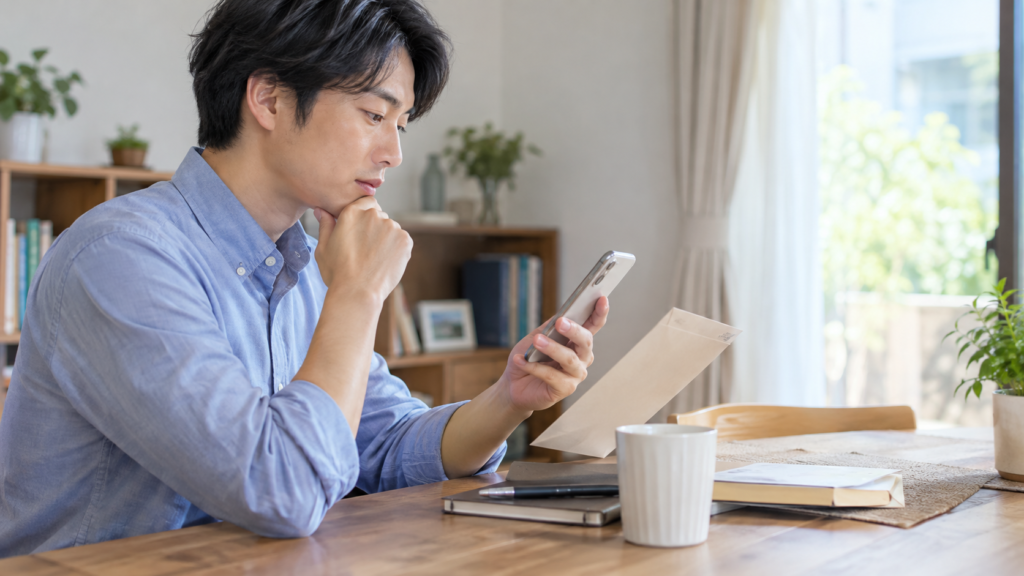 給与のデジタル払いを選ぶ前に受取条件を考える会社員