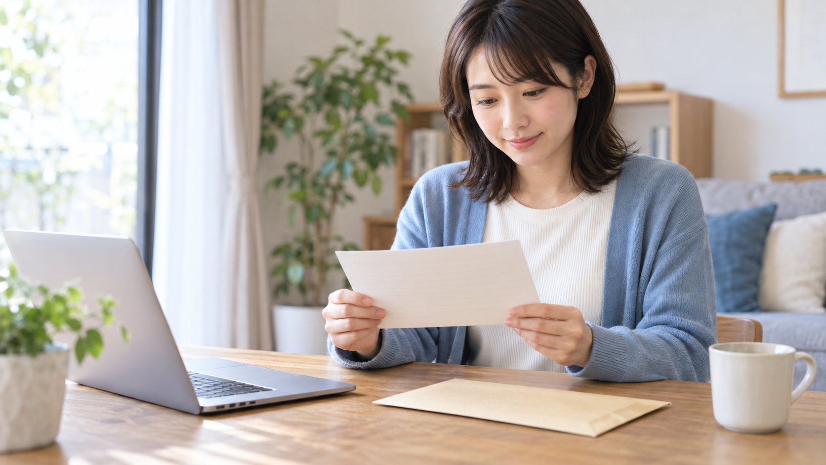 雇用保険の書類を確認し転職手続きの準備をする人