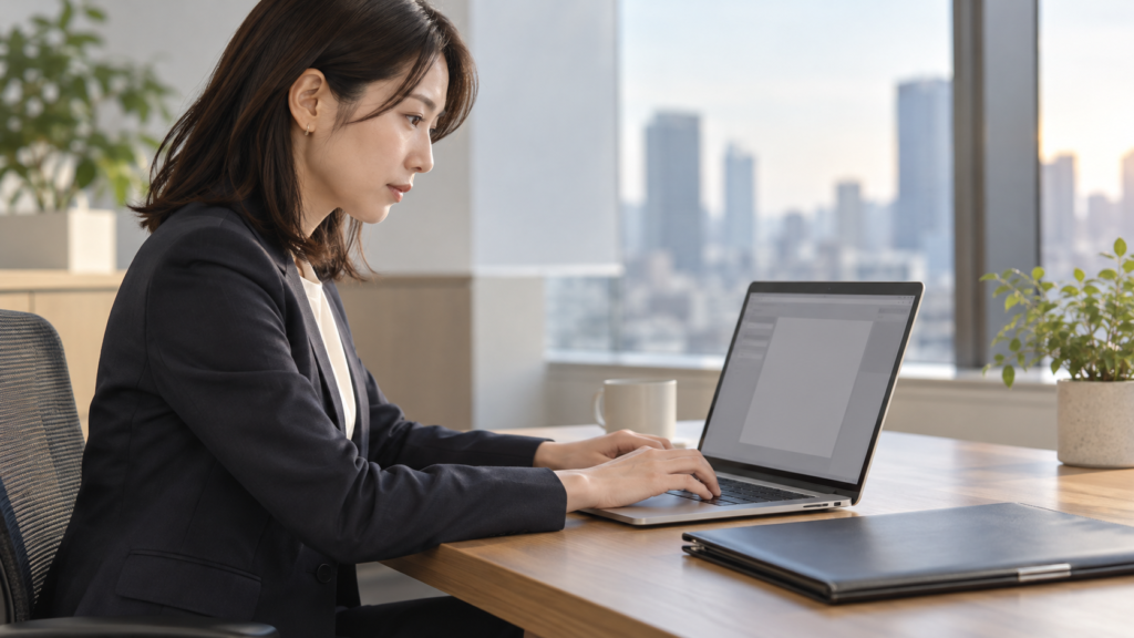 会社に更新希望と理由の説明を求める連絡文を作る手元