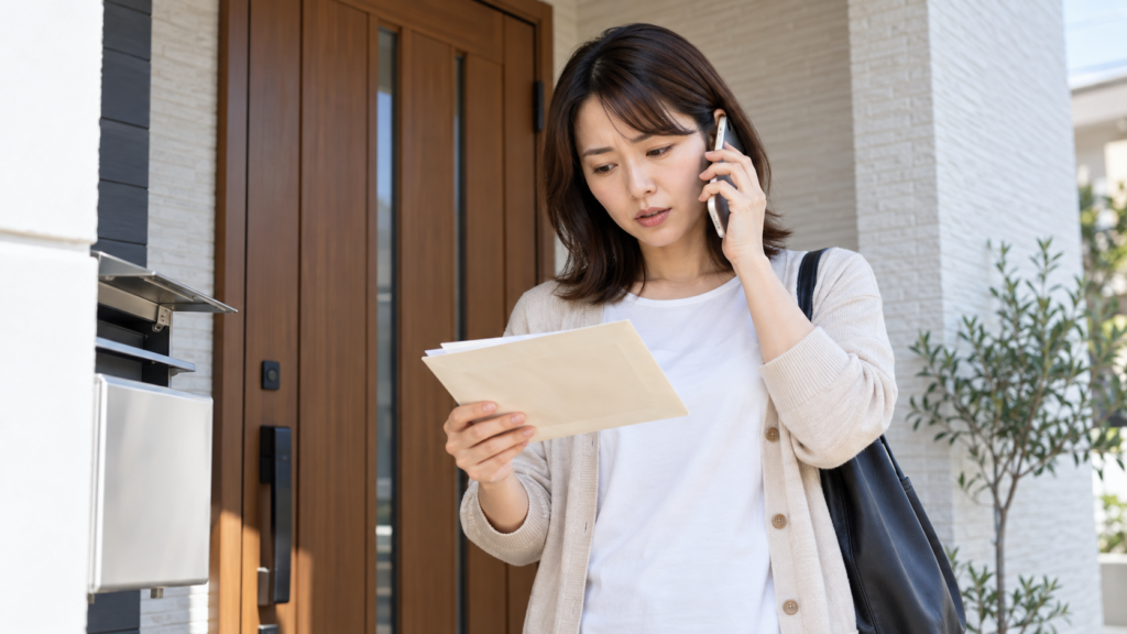 書類の到着状況を確認し電話で問い合わせる準備をする人