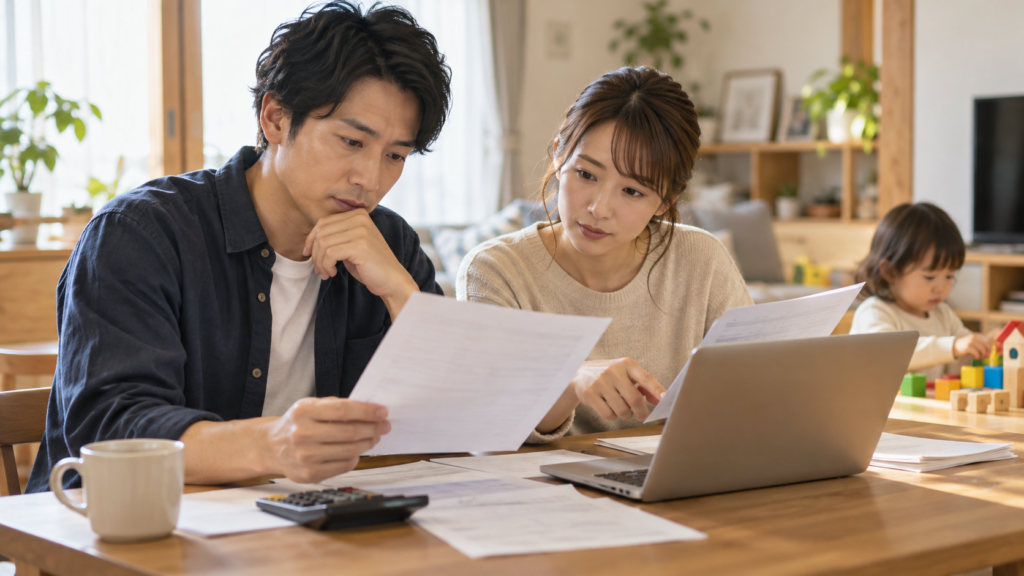 時短勤務後の給与と家計を確認する働く親