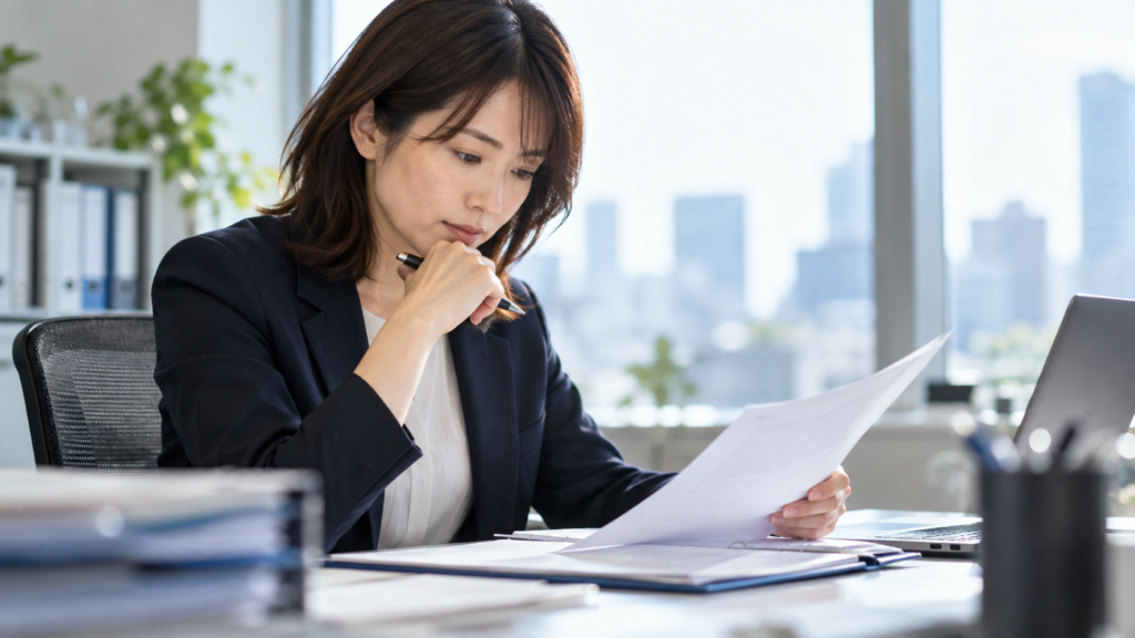 給与の振込額を確認する社員