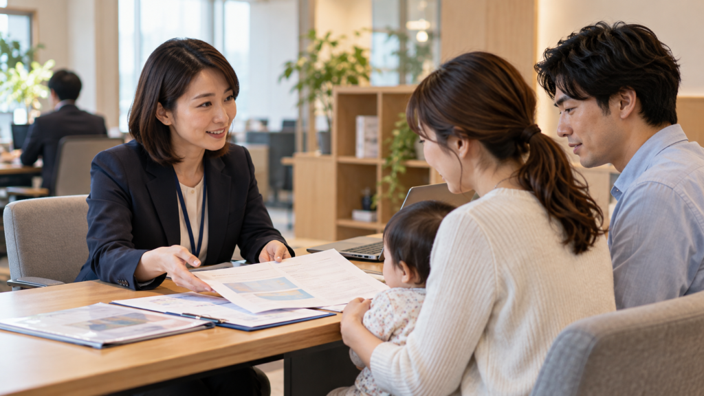 人事担当者と時短勤務の条件を確認する働く親