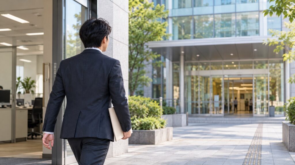 次の仕事に向けて資料を持ち相談へ向かう人
