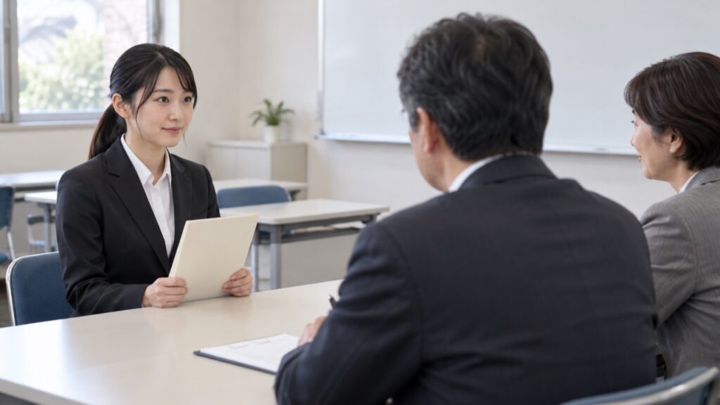 職業訓練の選考面接で受講理由を伝える人