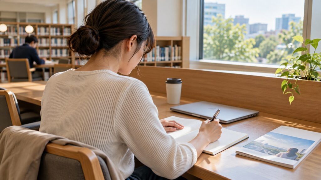 次の仕事に向けた学習計画を整理する人