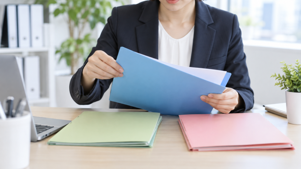 勤務指示と労働条件の変更を別々に整理する机上